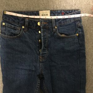 High waisted button fly jeans